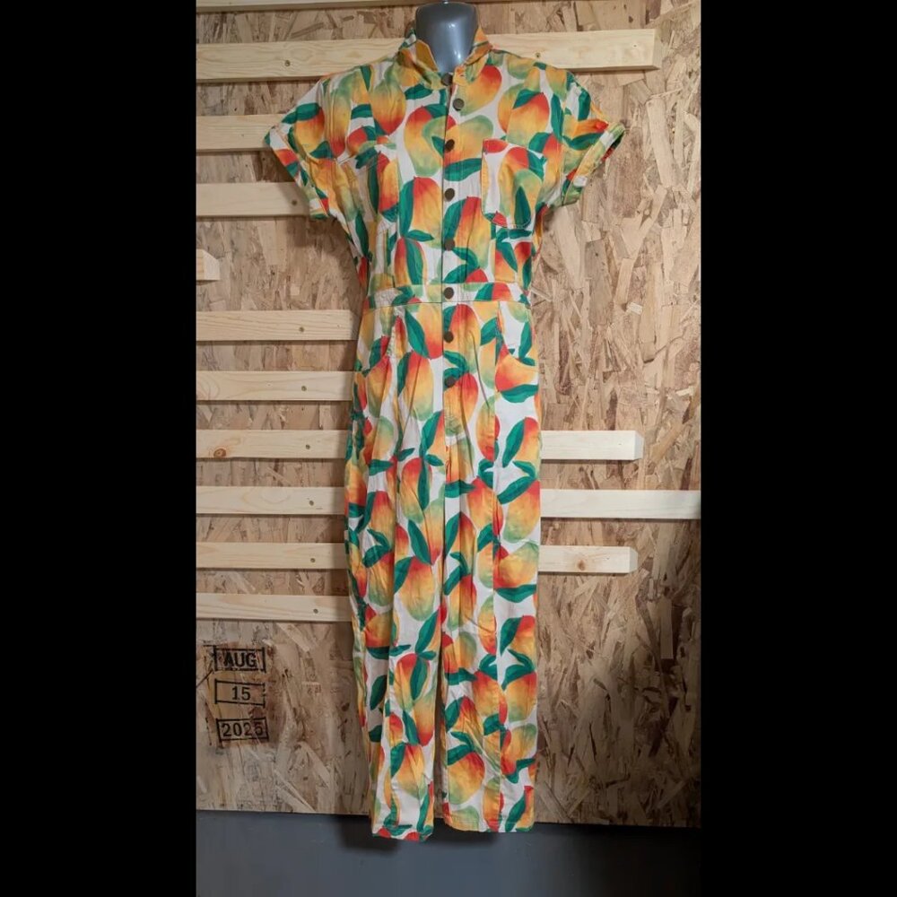 Mixed by Nasrin Jumpsuit Zip Mango Floral Cotton Blend - M - Picture 3 of 6